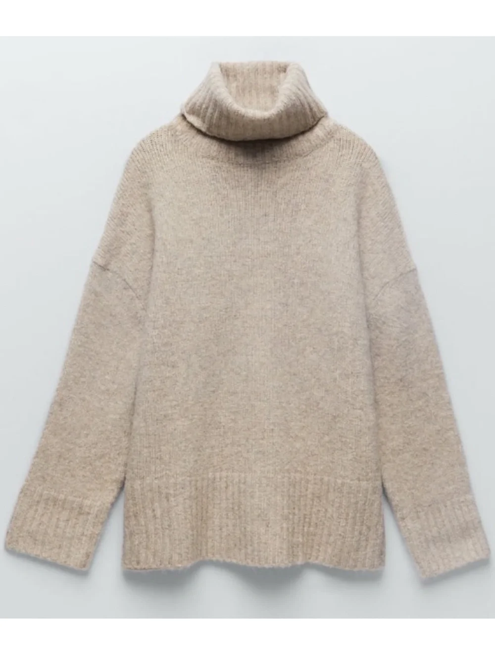 Zara Oversized Turtleneck Sweater Oatmeal